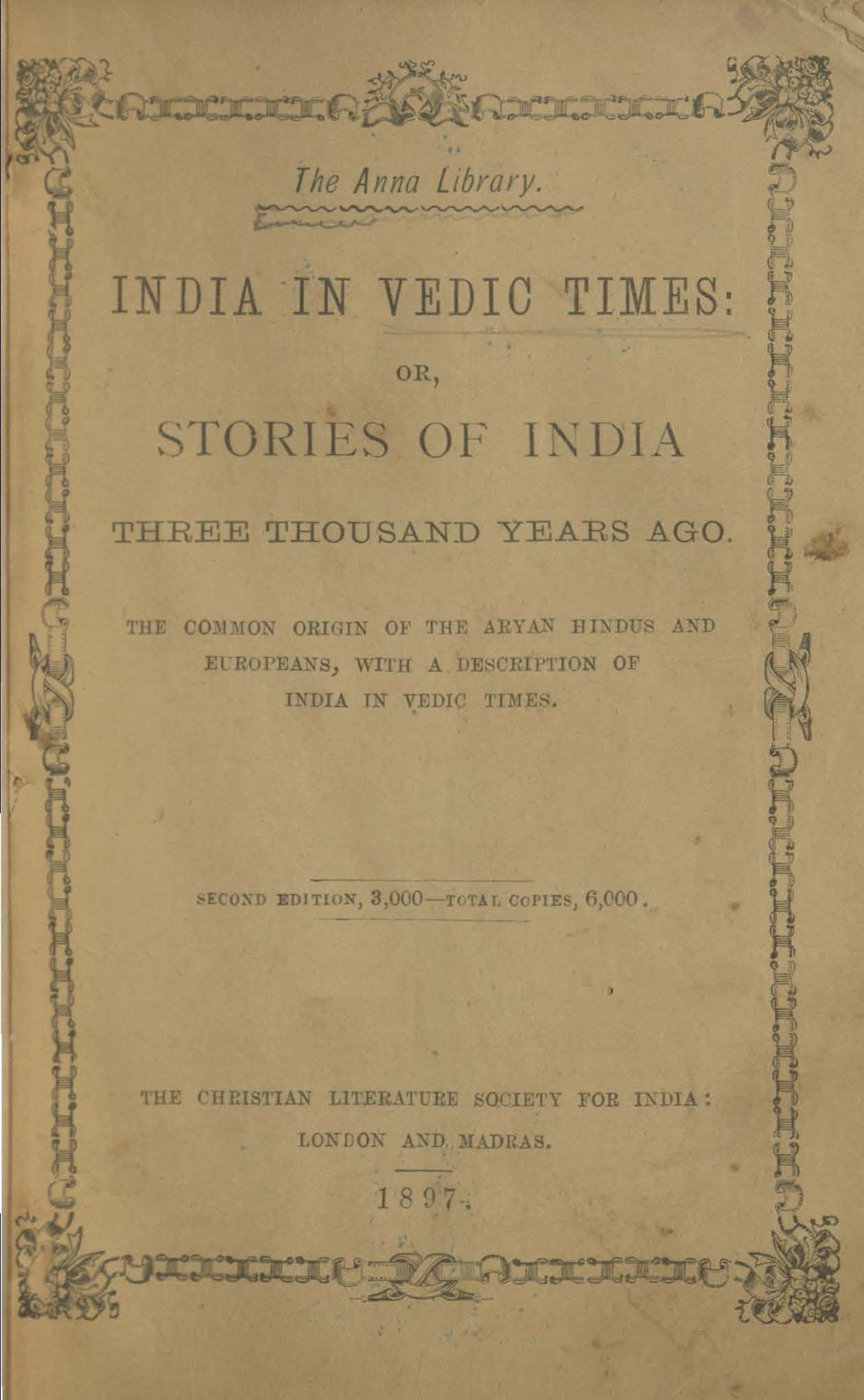 India in Vedic times, or, stories of India three thousand years ago