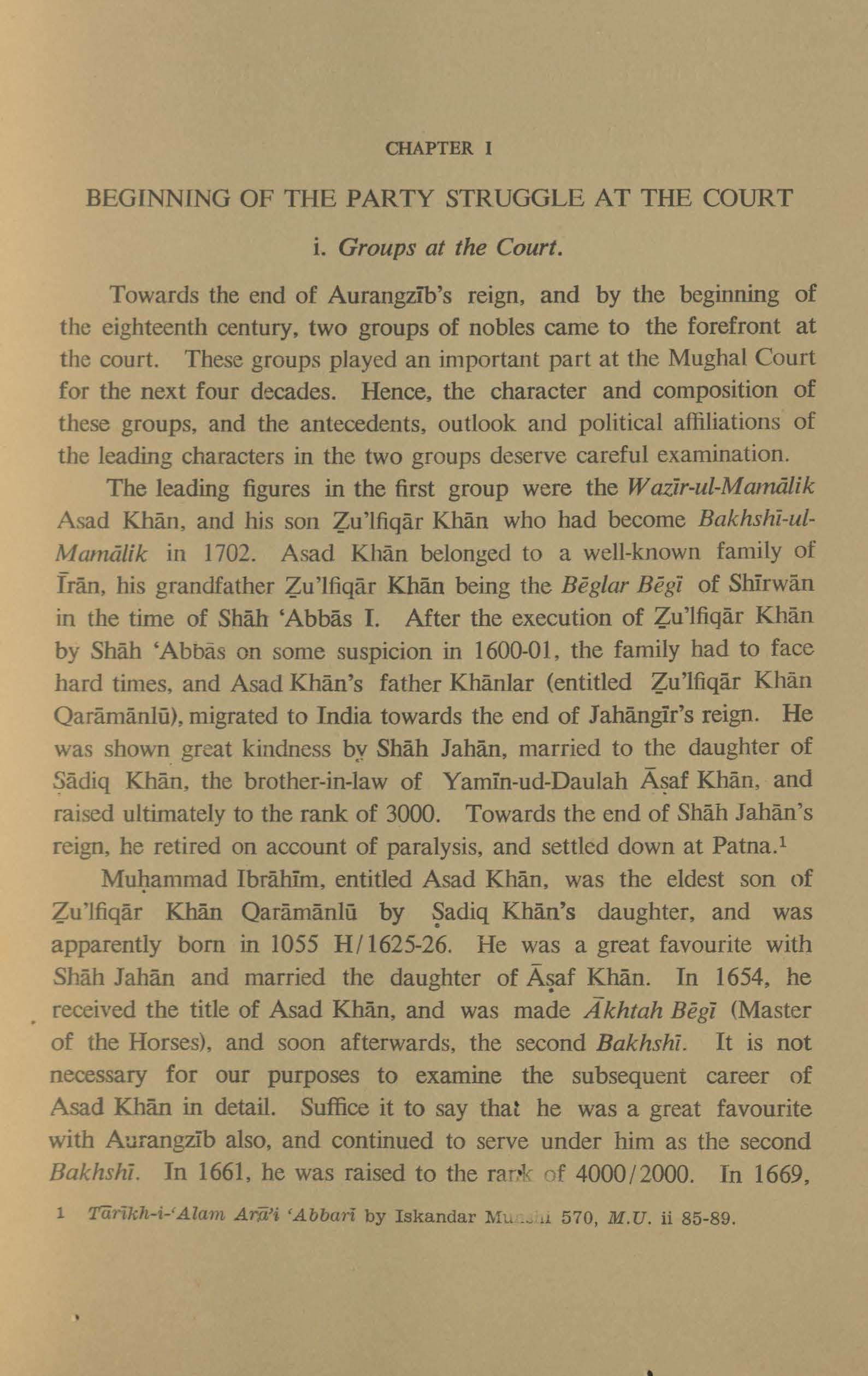 Parties and politics at the Mughal Court, 1707-1740