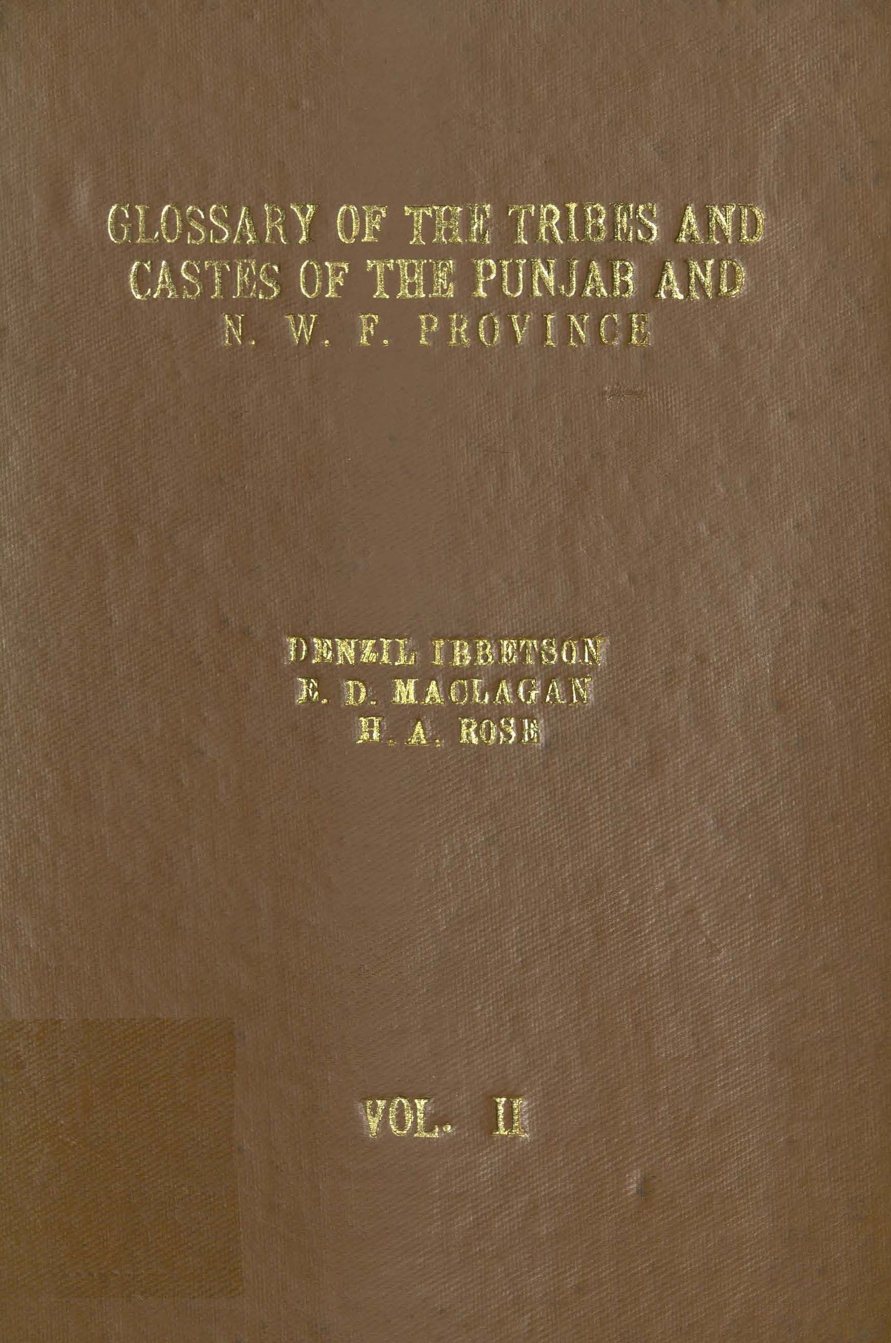 A glossary of the tribes and castes of the Punjab and North-West frontier province 