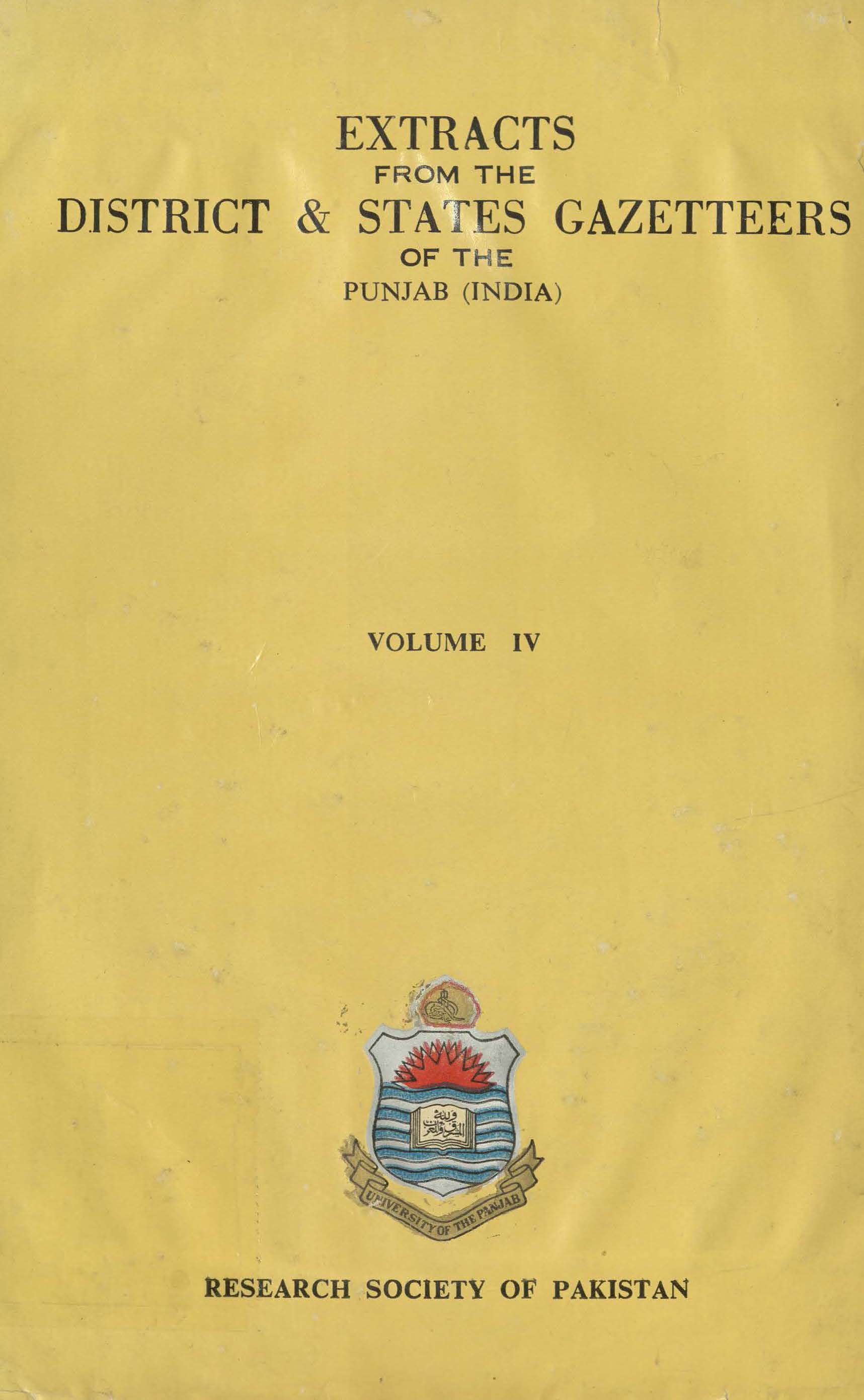 Extracts from the District & States Gazetteers of the Punjab (Indian) 