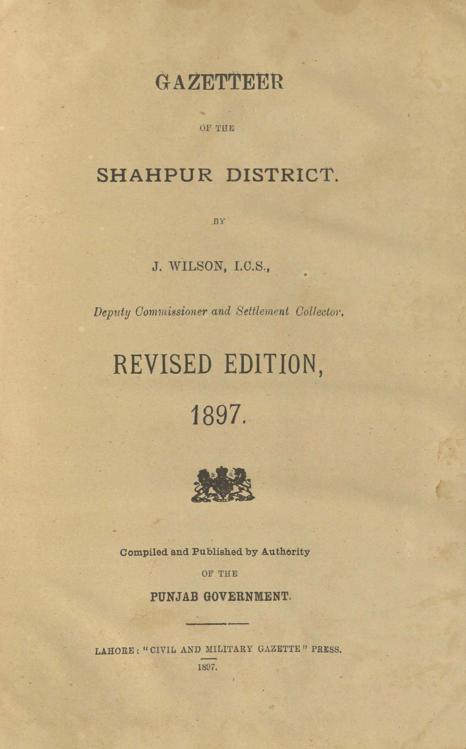 Gazetteer of the Shahpur district 