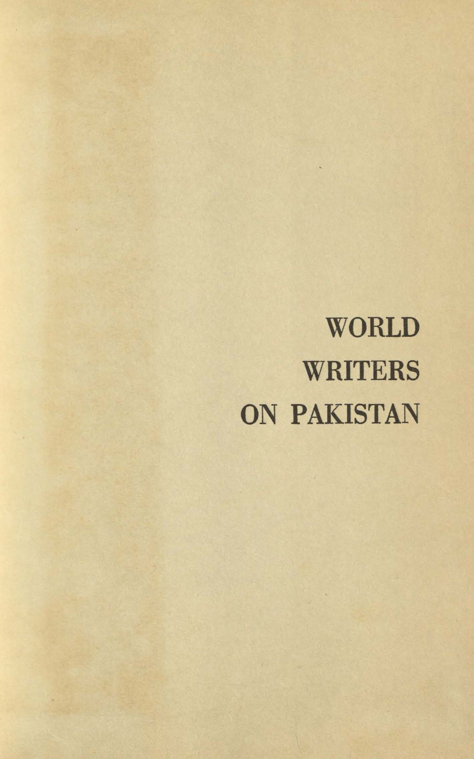 World writers on Pakistan