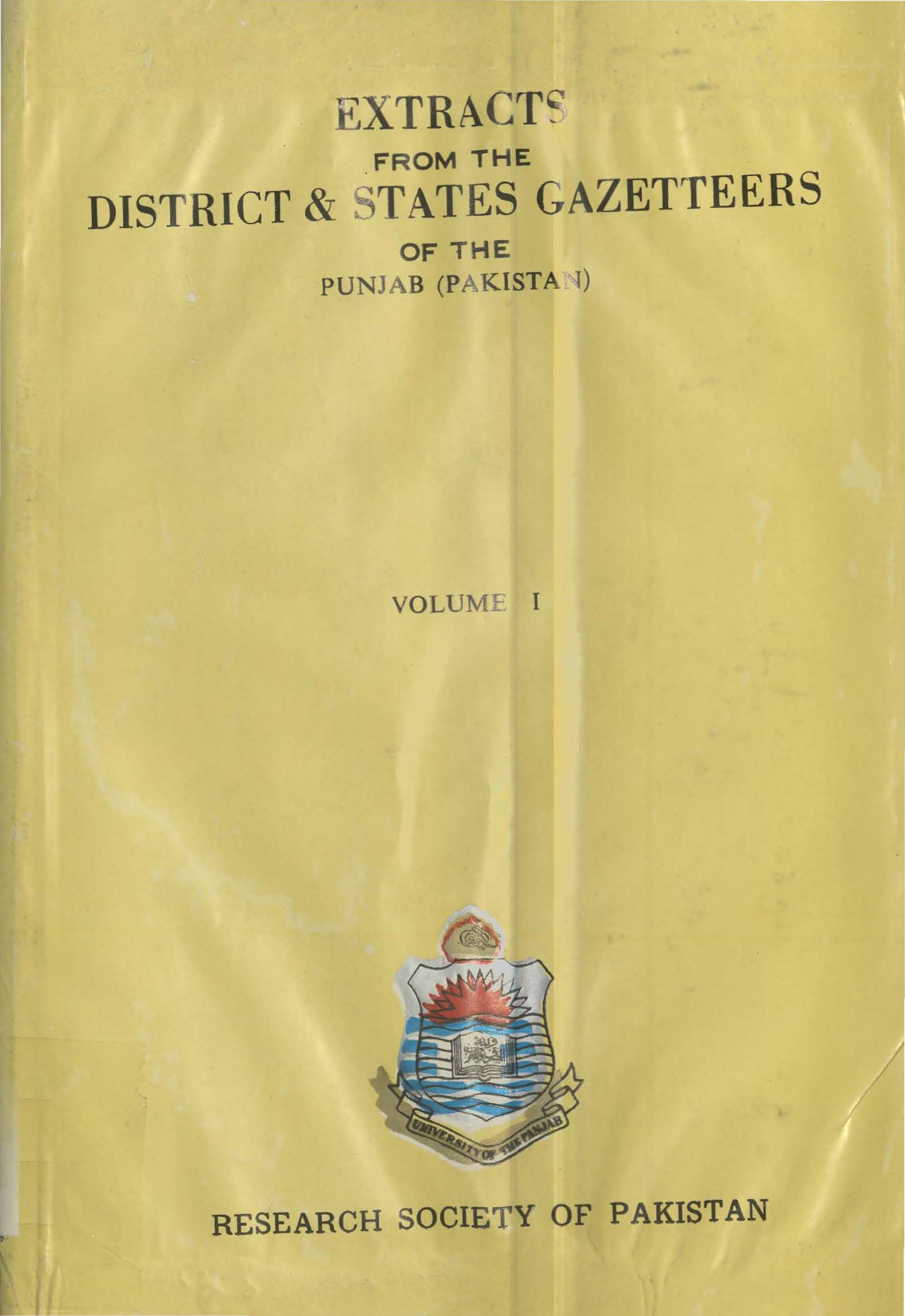 Extracts from the District & States Gazetteers of the Punjab (Pakistan)