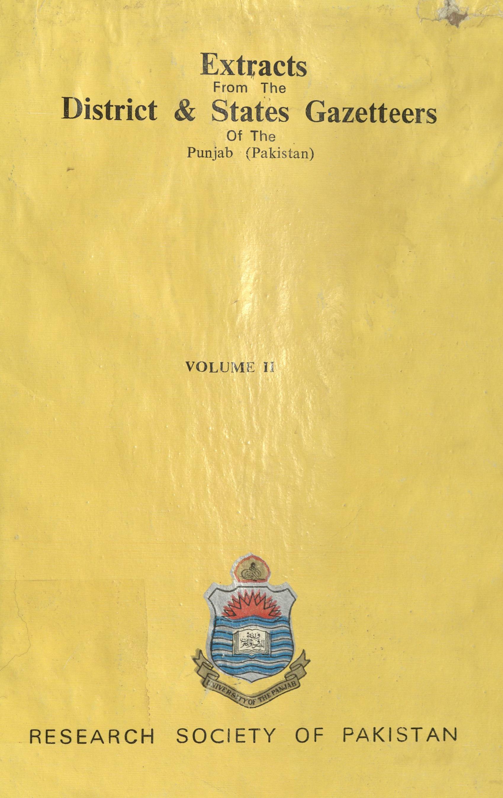 Extracts from the District & States Gazetteers of the Punjab (Pakistan)