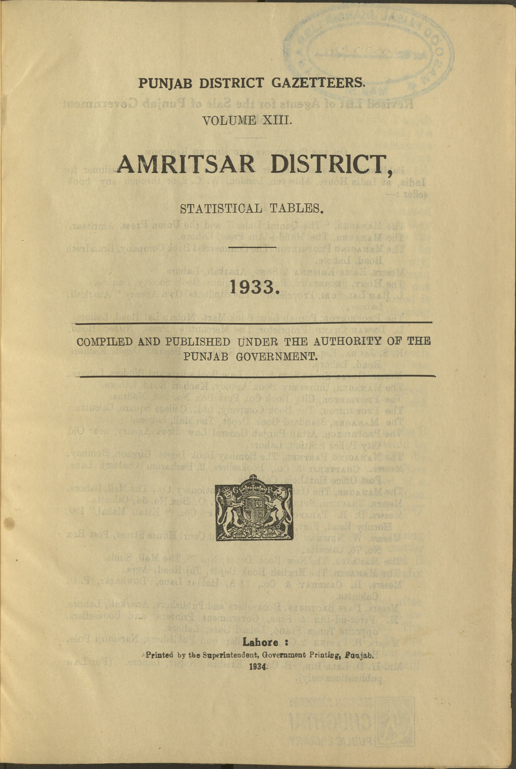 Punjab district Gazetteers