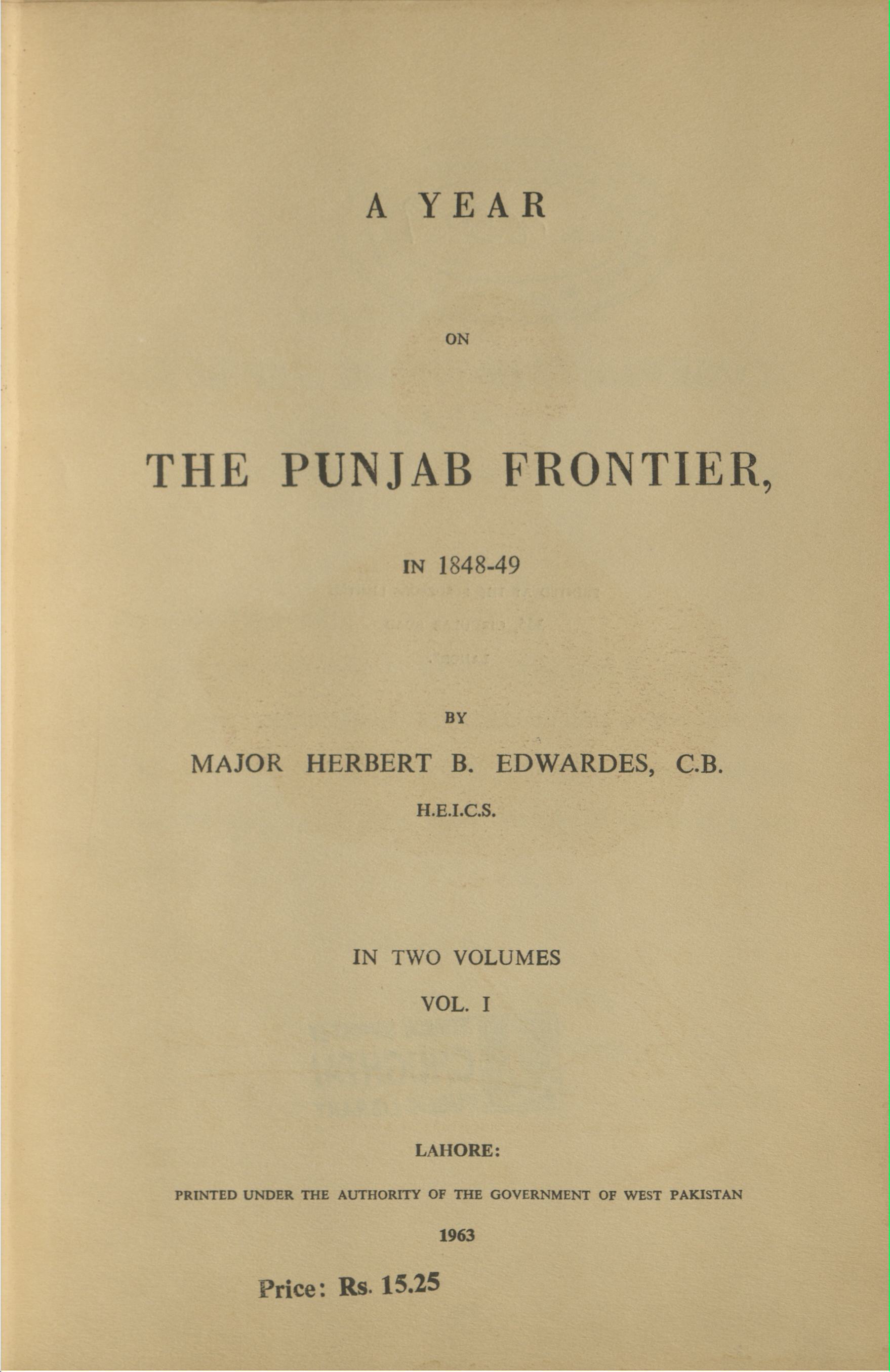 A year on the Punjab frontier : in 1848-49