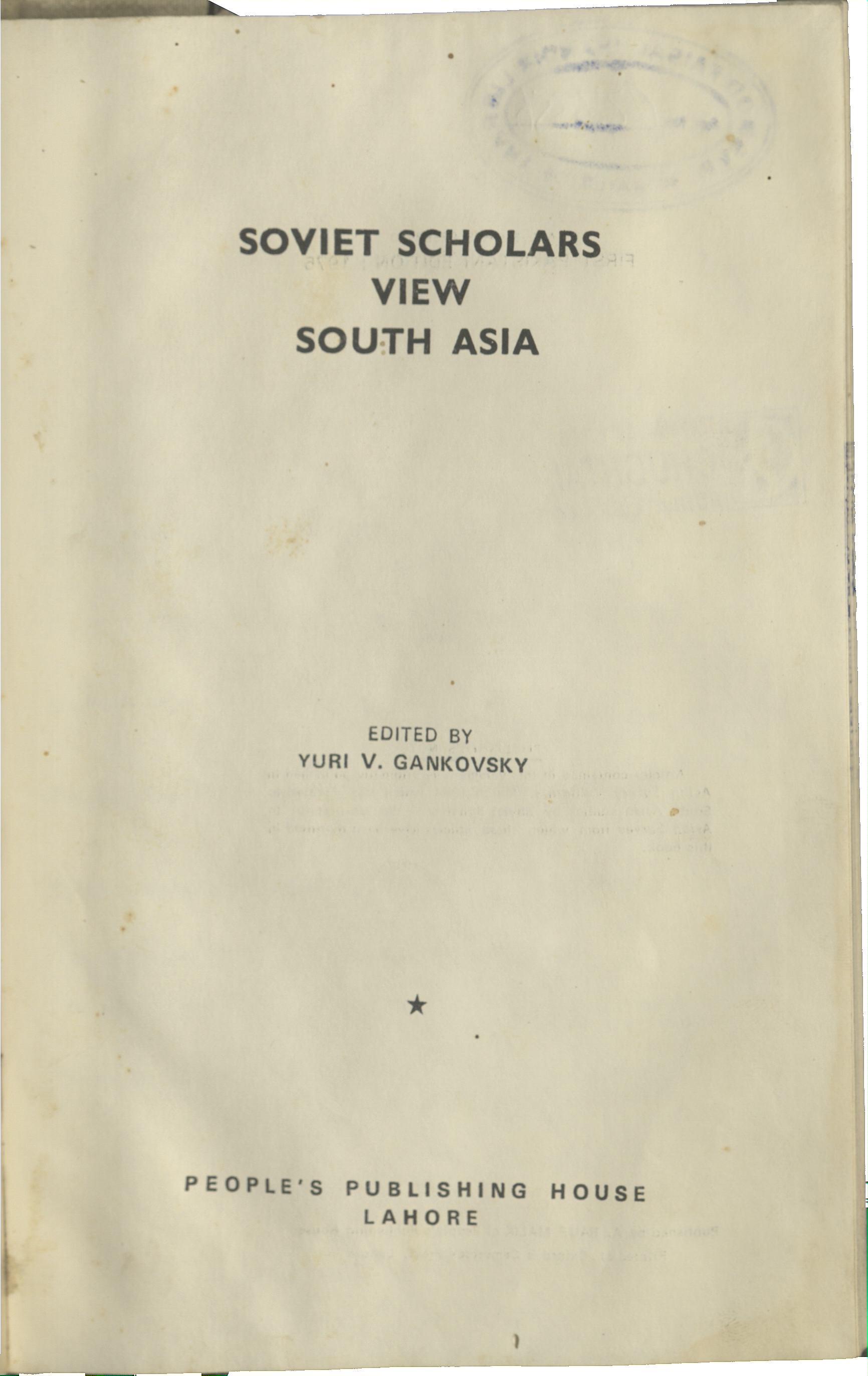 Soviet scholars view South Asia