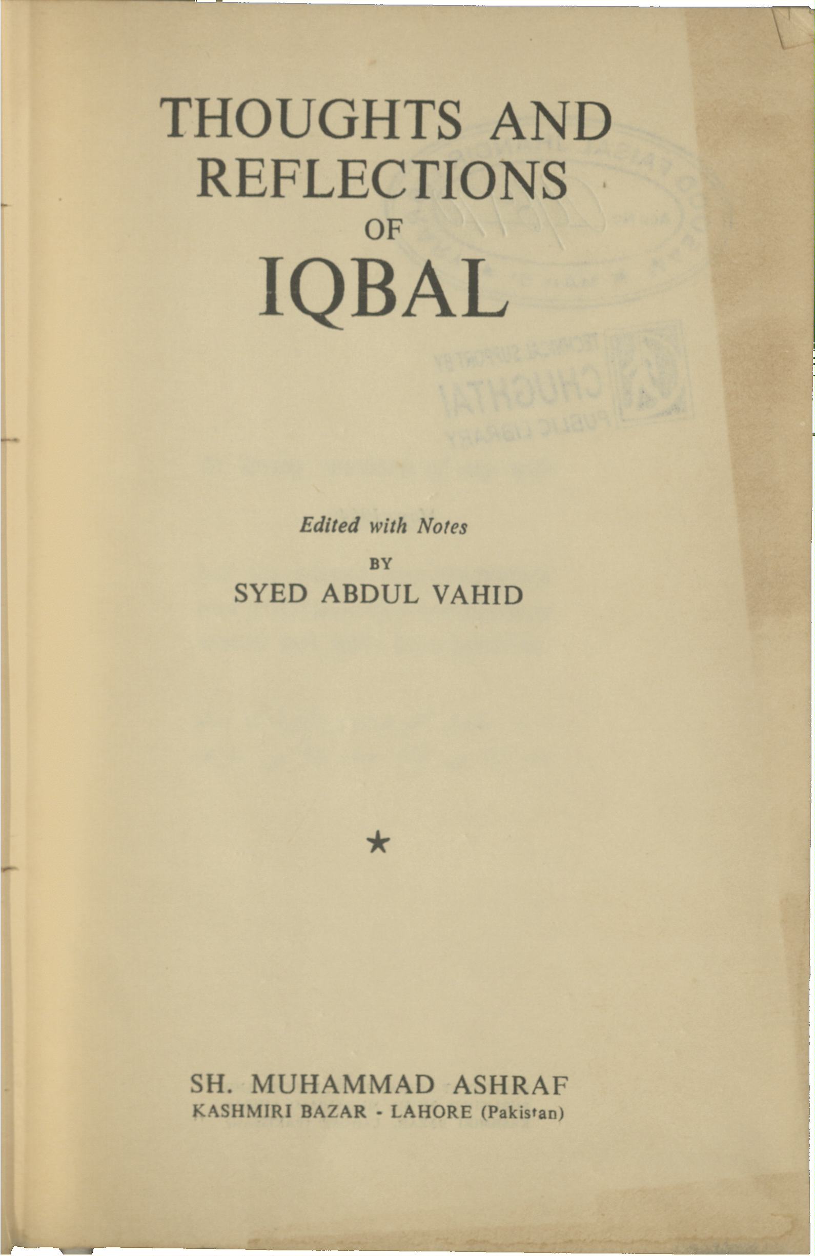 Thoughts and reflections of Iqbal