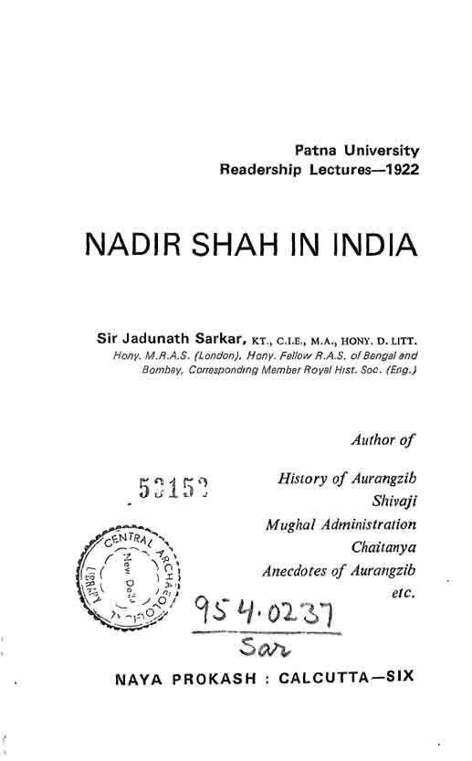 Nadir Shah in India