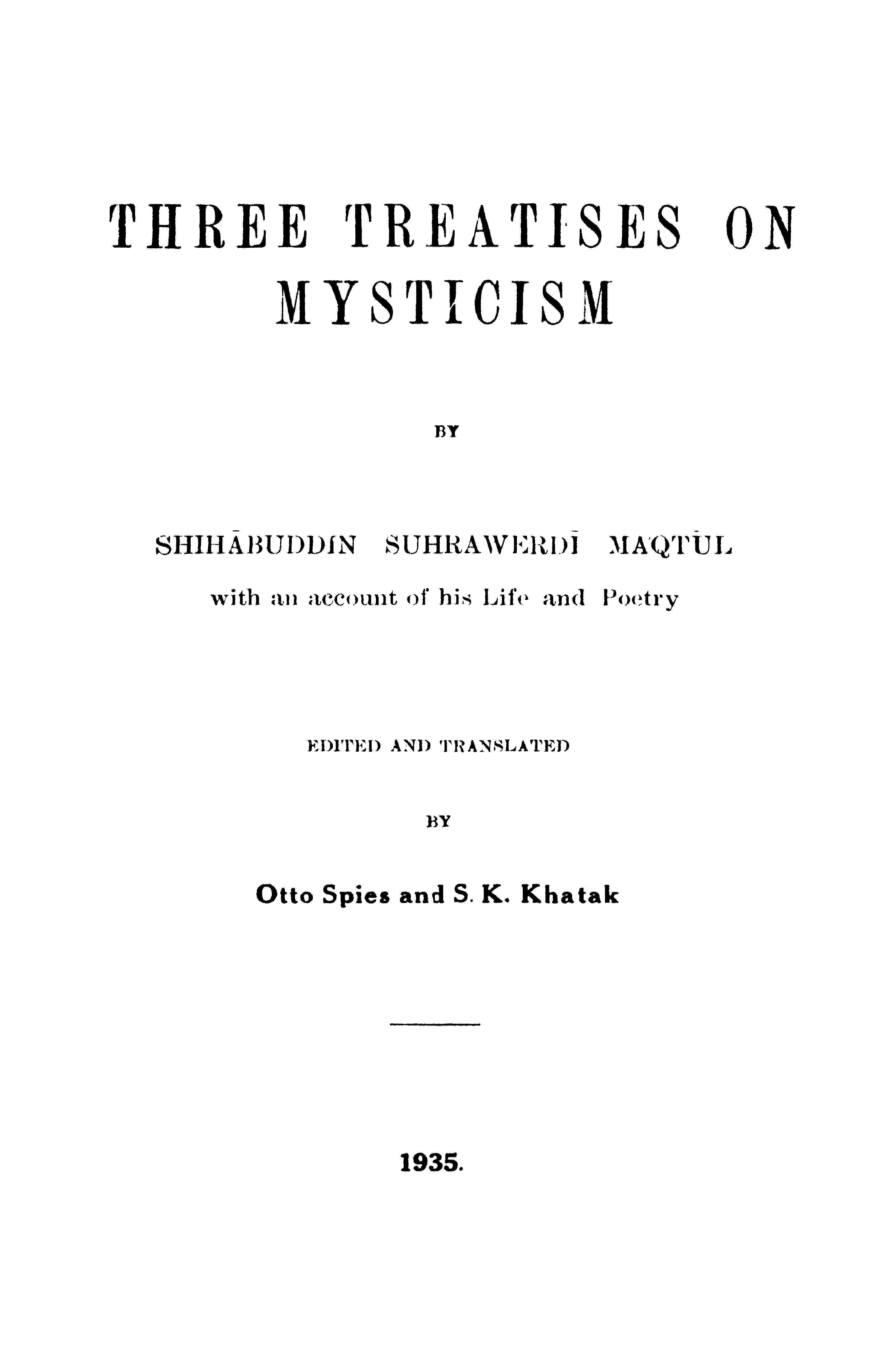 Three Treatises on Mysticism