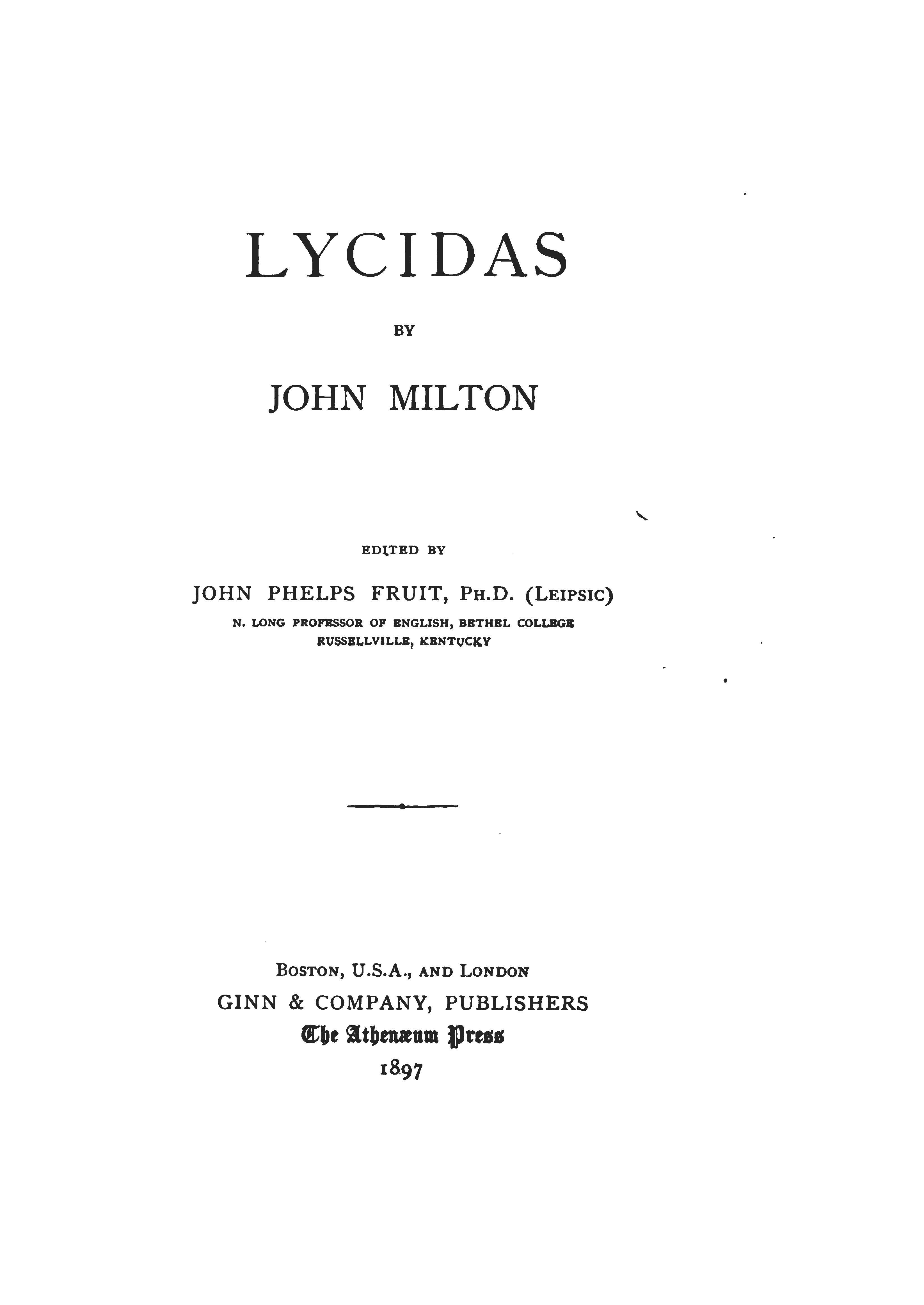 Milton's Lycidas