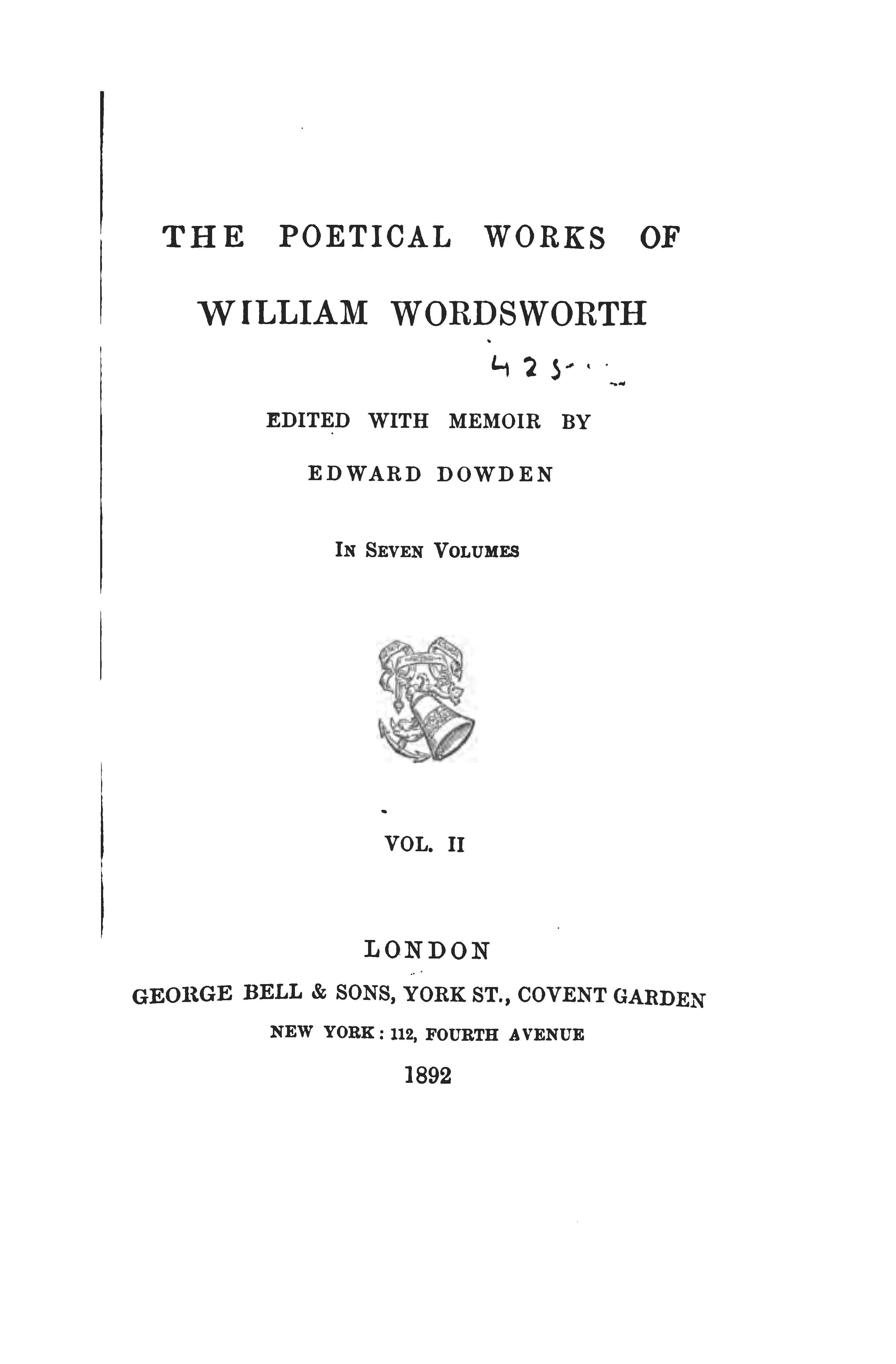 The Poetical Works of W. Wordsworth