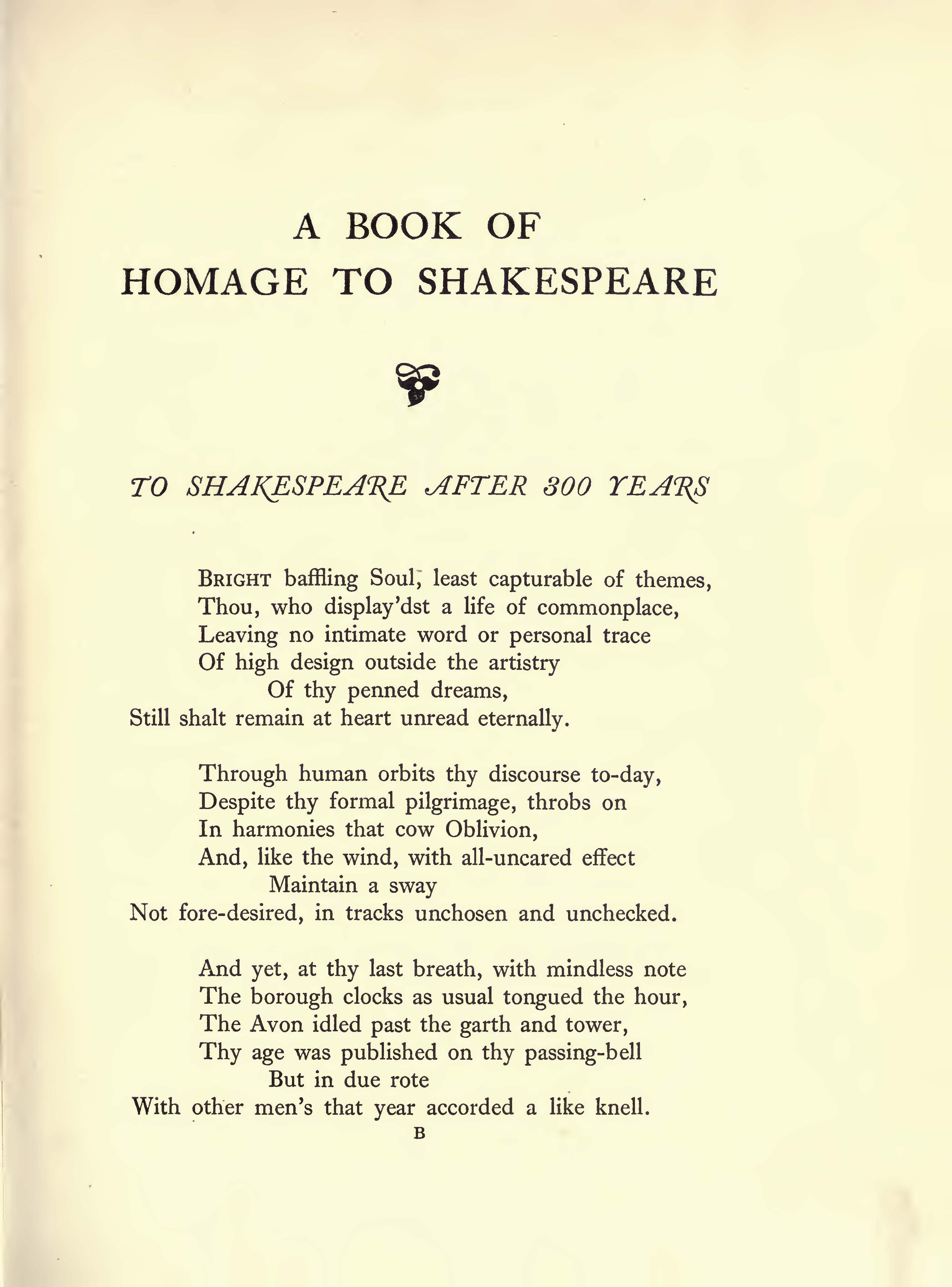 A Book of Homage to Shakespeare