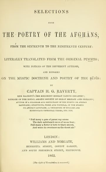 Selection from the Poetry of the Afghans