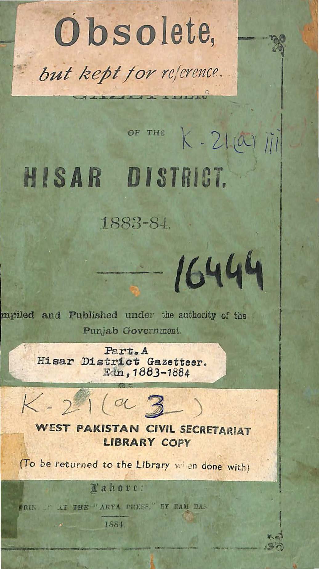 Gazetteer of the Hisar district 183-84