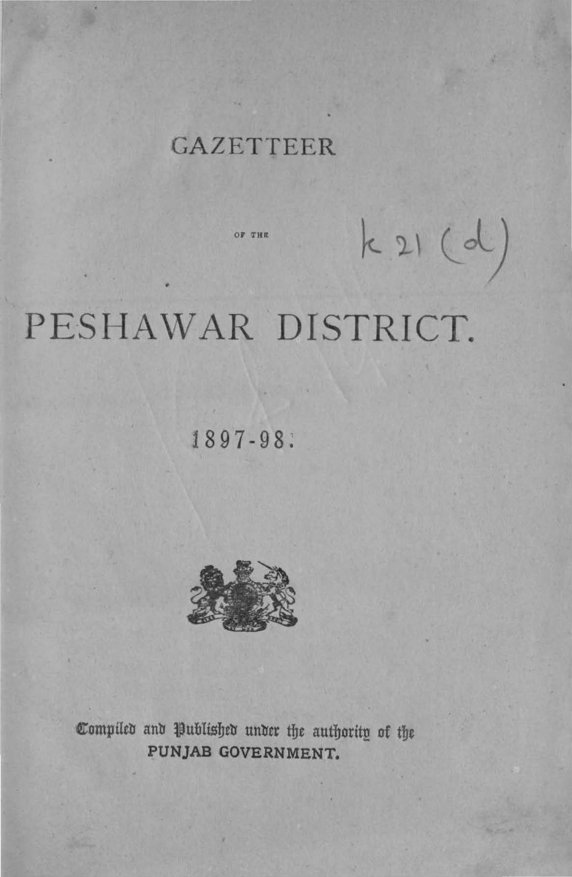 Gazetteer of the Peshawar District, 1897-98