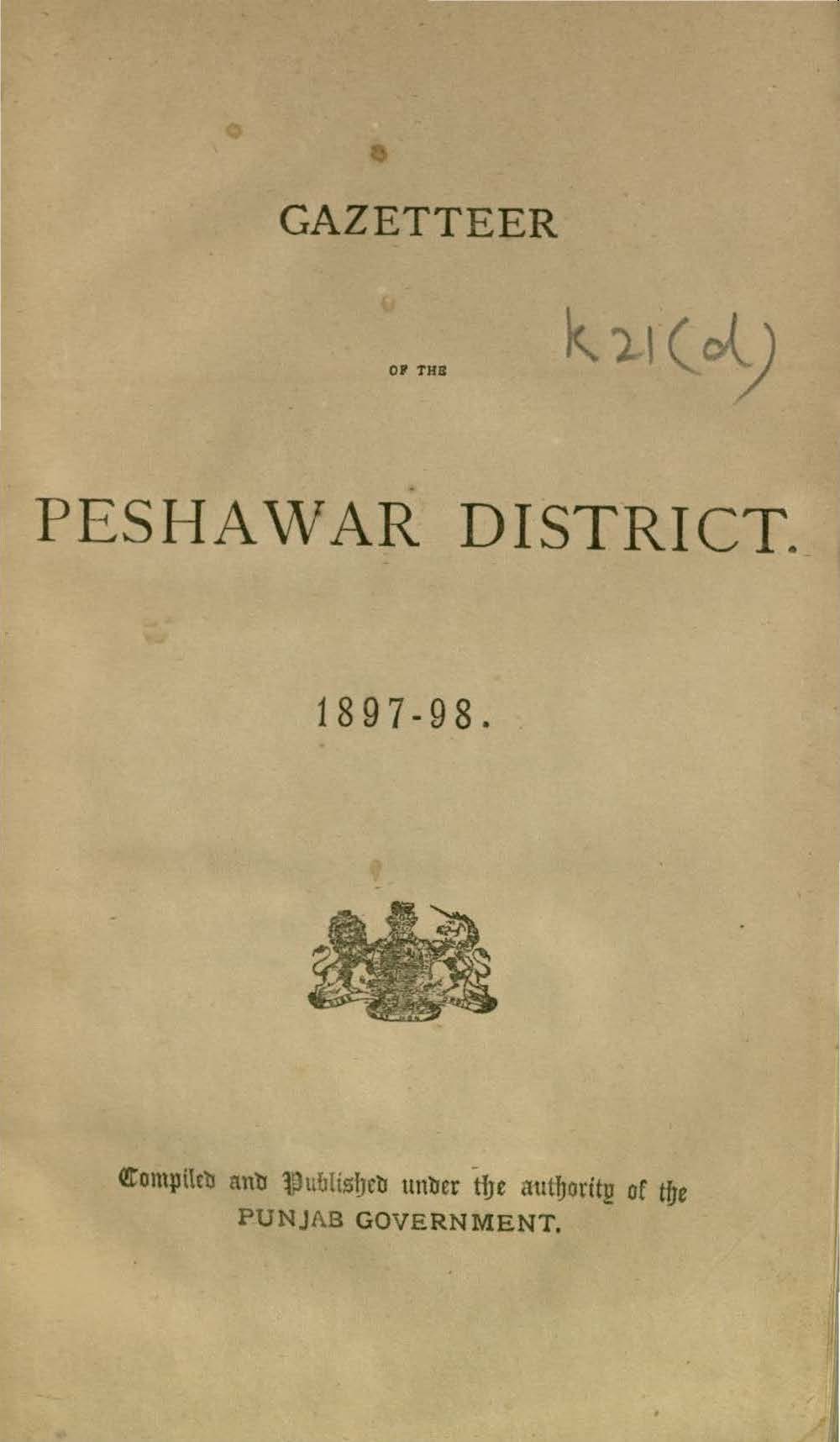 Gazetteer of the Peshawar District, 1897-98