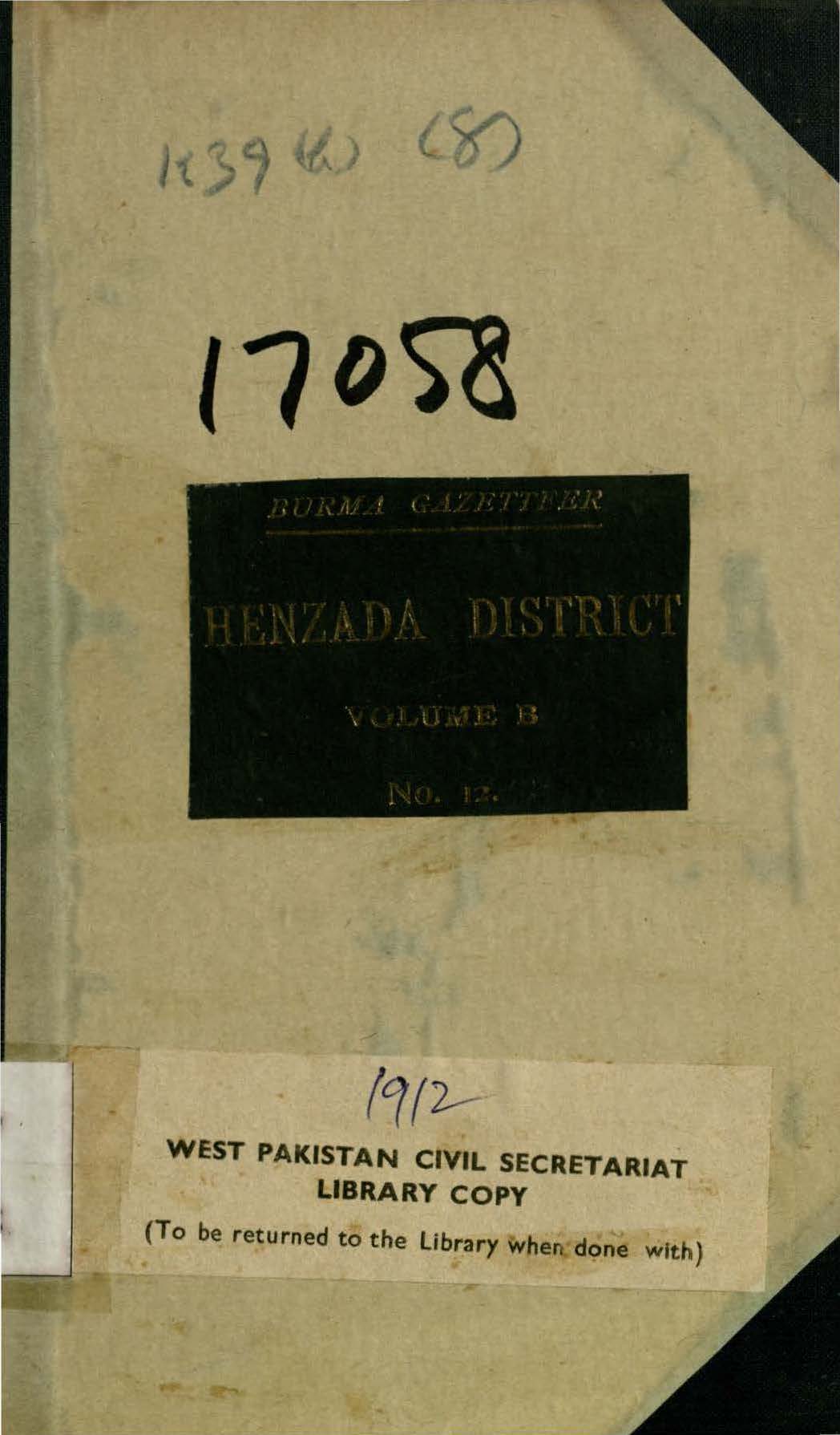 Burma Gazetteer Henzada District, Volume-B including Town and Village Census Tables 