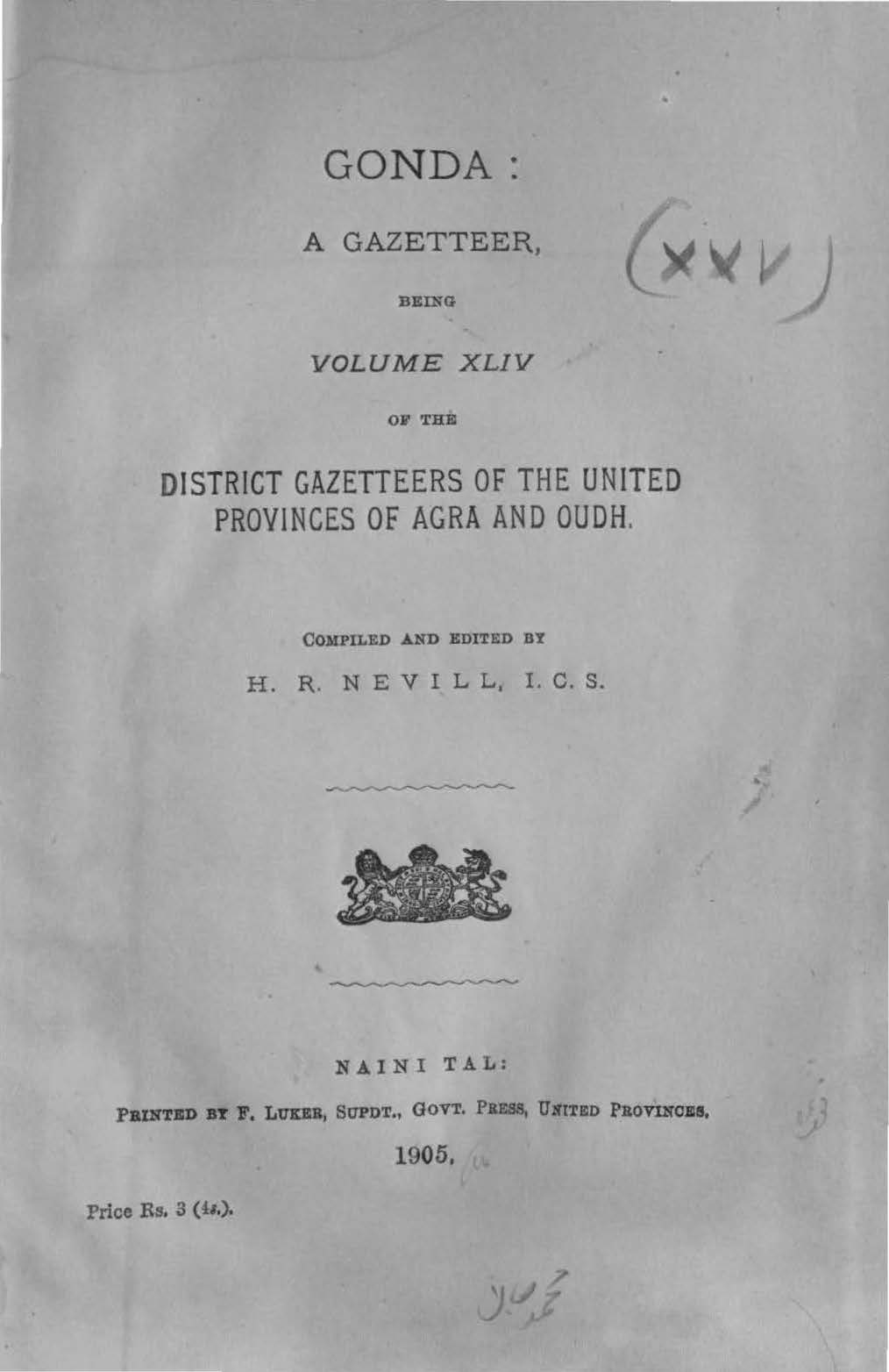 Gonda A Gazetteer Being Volume XLIV of the District Gazetteers of the United Provinces of Agra and Oudh