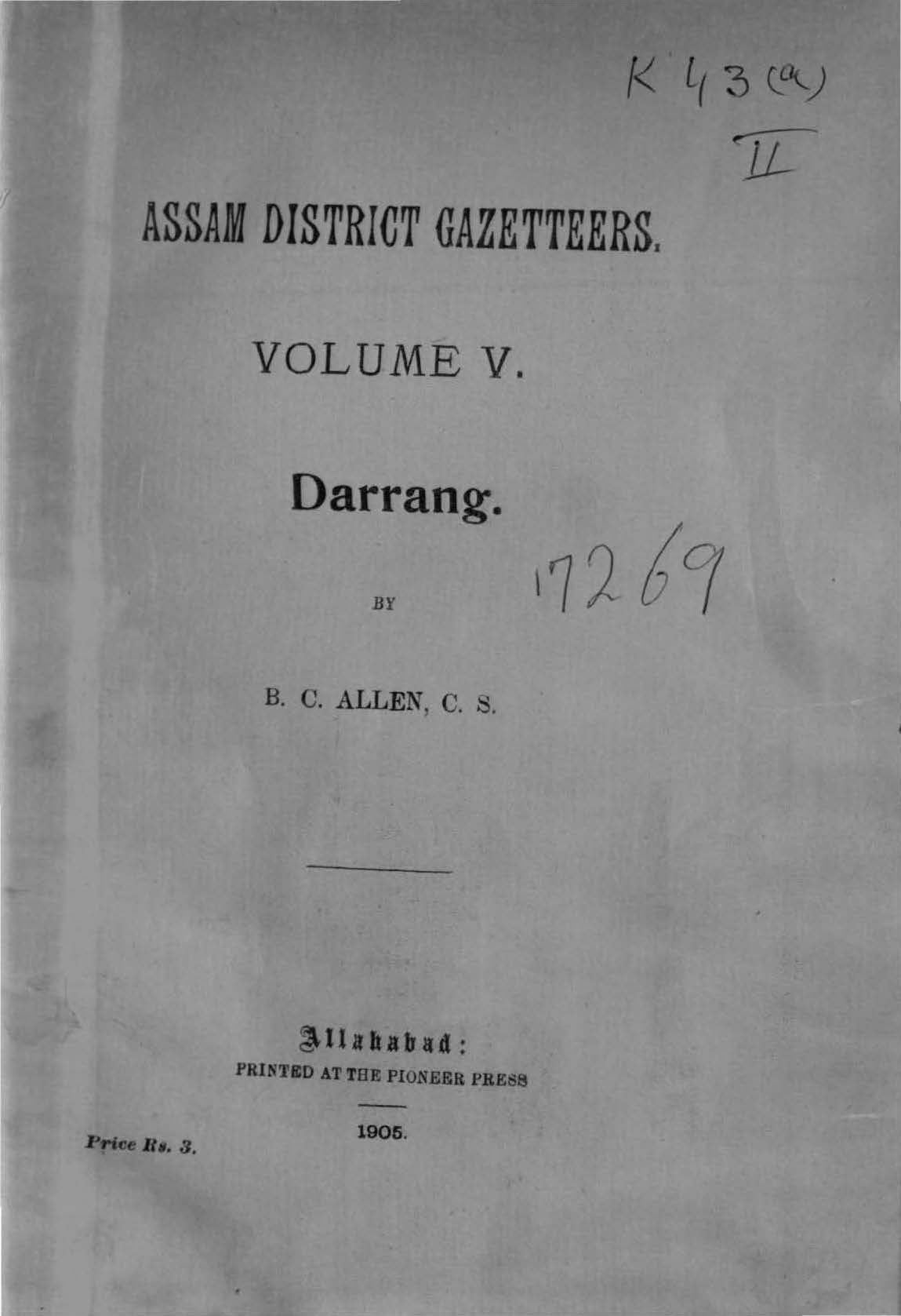 Assam District Gazetteers Volume-V, Darrang