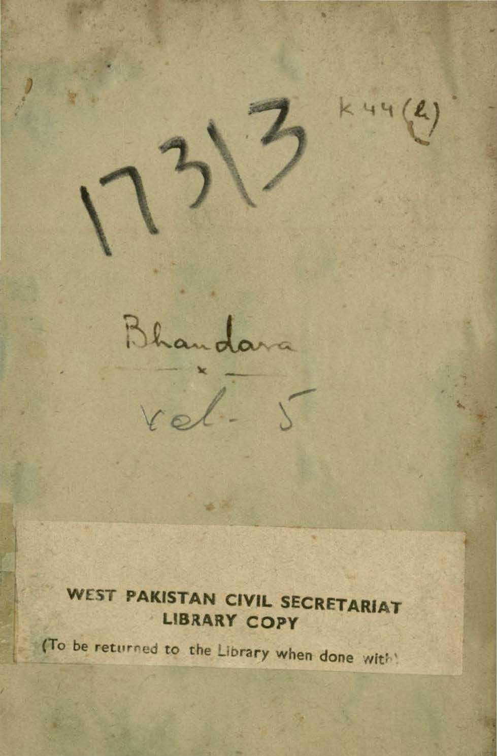 Central Provinces District Gazetteers Bhandara District, B-Volume, Statistical Tables 1891 - 1926