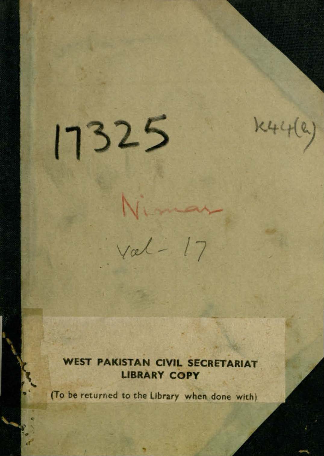 Central Provinces District Gazetteers Nimar District, B-Volume, Statistical Tables 1891 - 1926