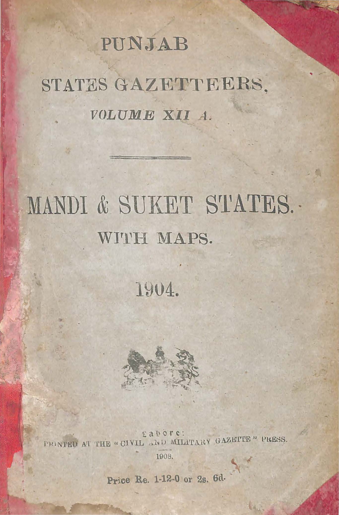 Punjab States Gazetteers Vol XII A, Mandi and Suket State, 1904