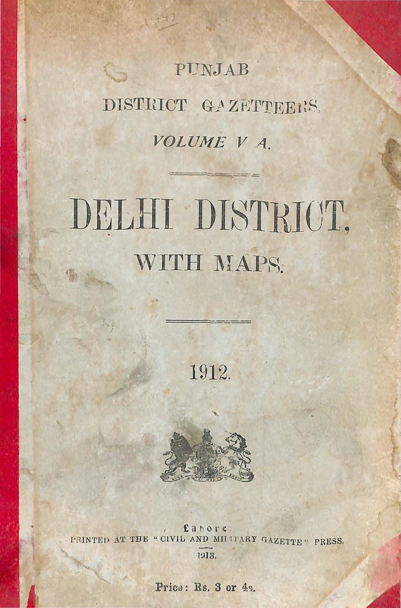 Punjab District Gazetteers Vol V A, Delhi District, 1912