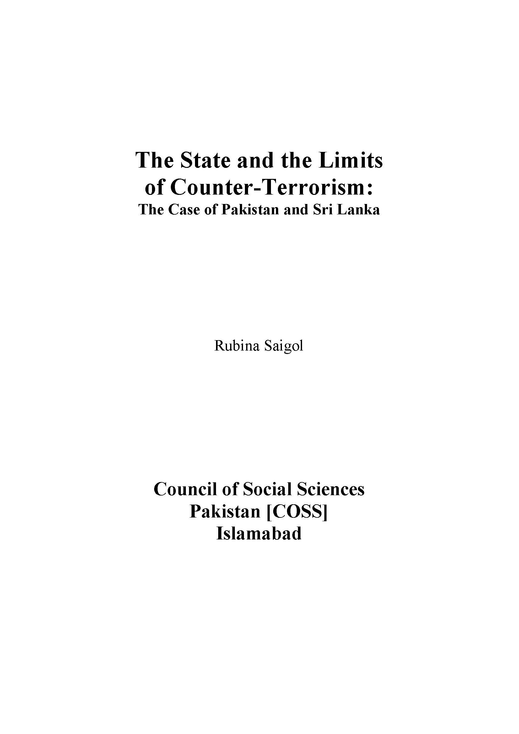 The State and the Limits of Counter- Terrorism