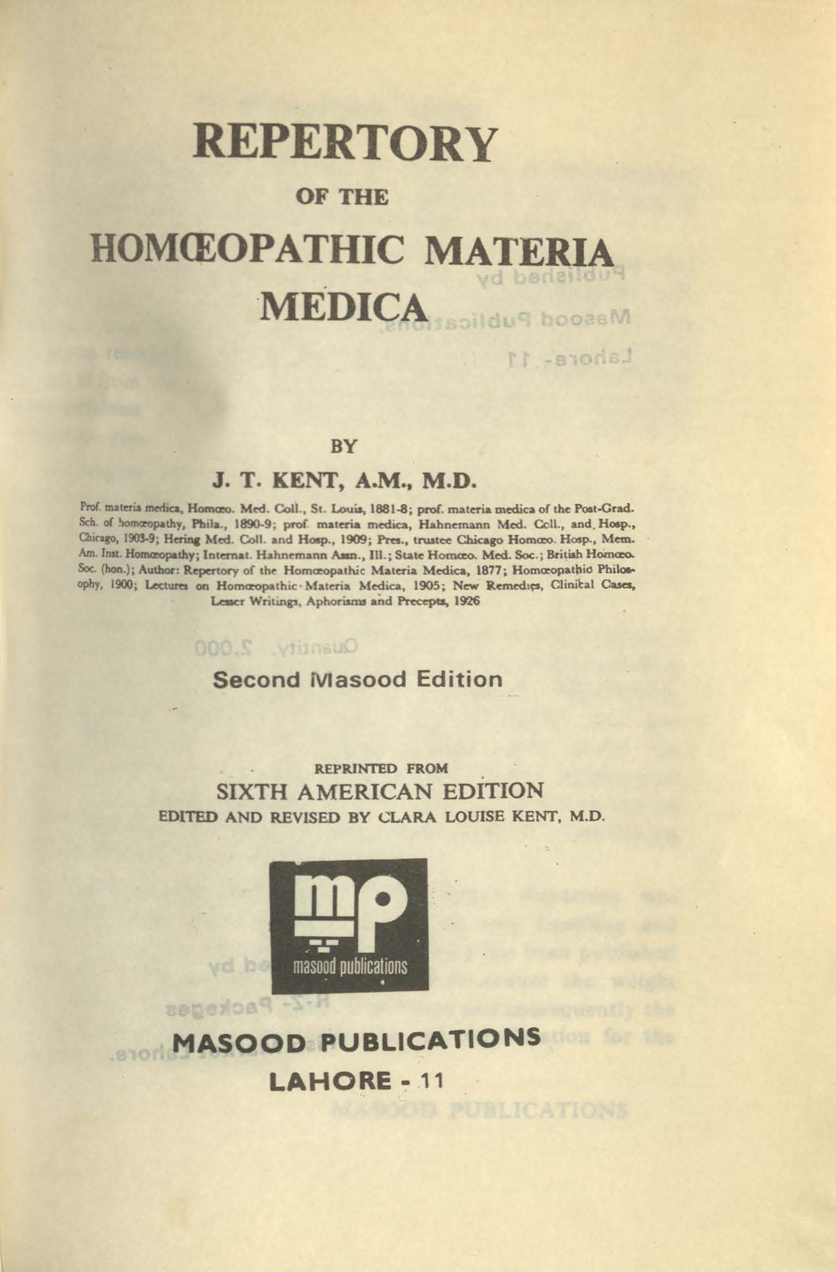 Repertory of the Homoeopathic Materia Medica