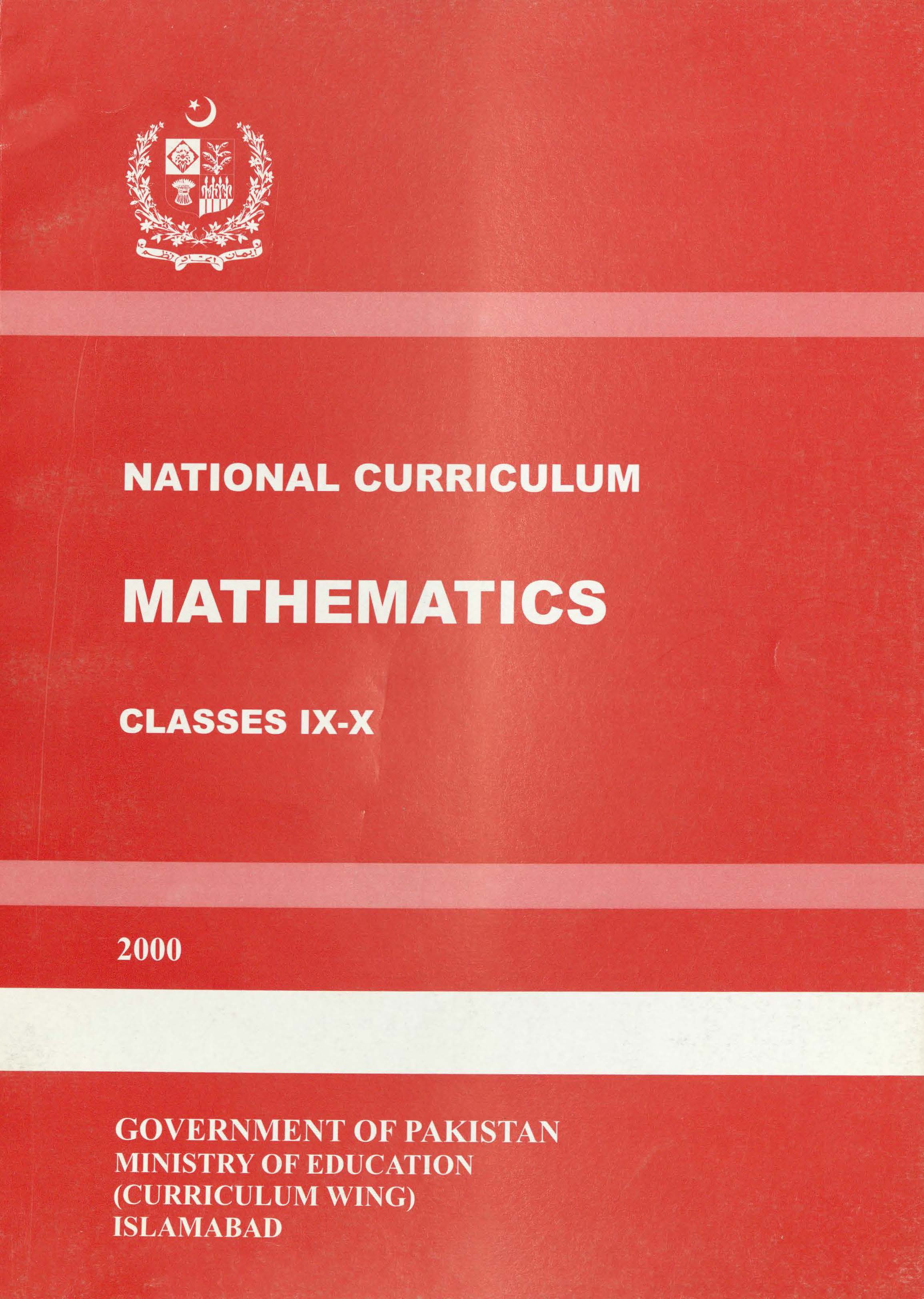 National Curriculum Mathematics  (Grade IX-X)