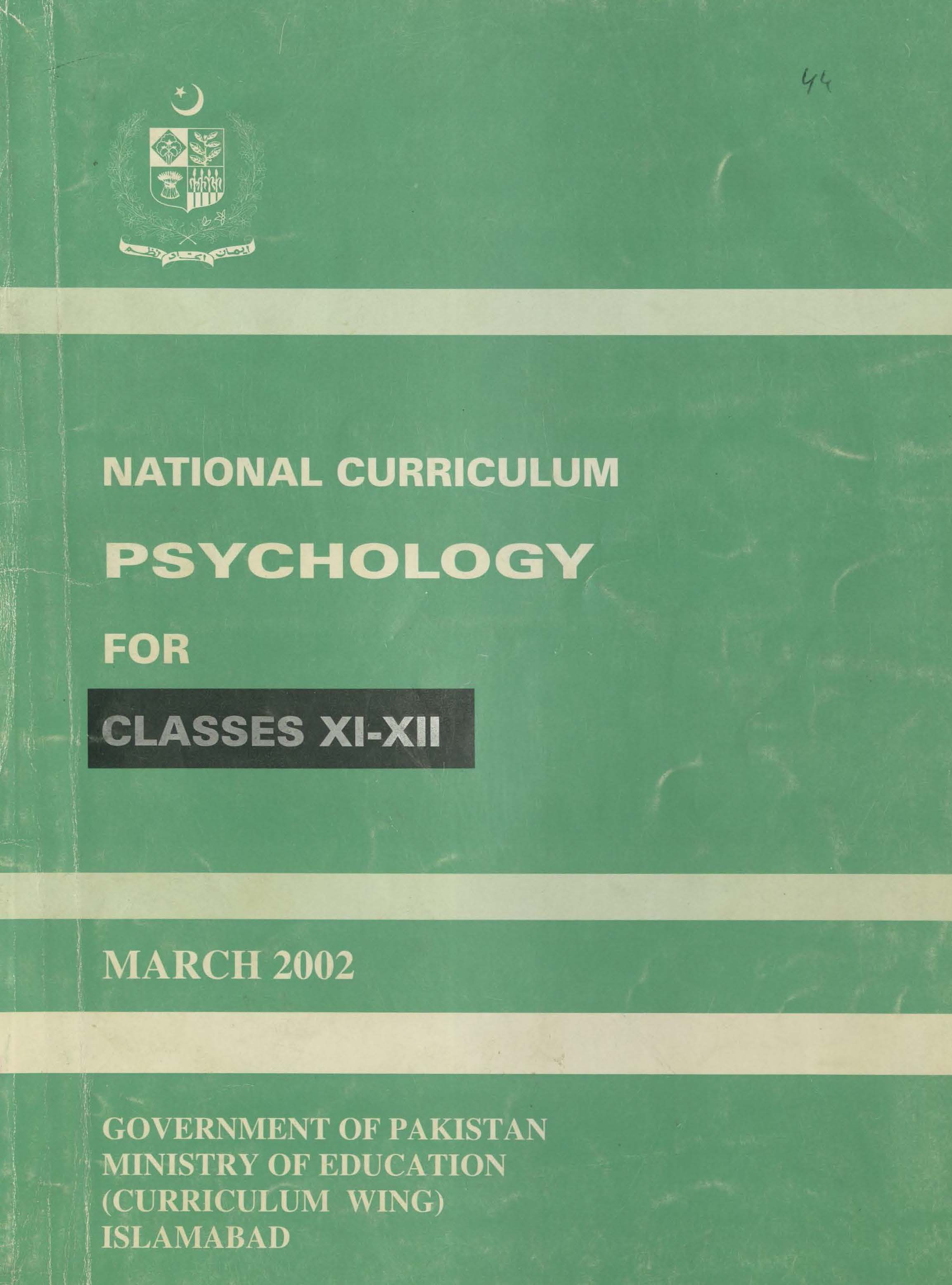 National Curriculum Psychology (Grade XI-XII)