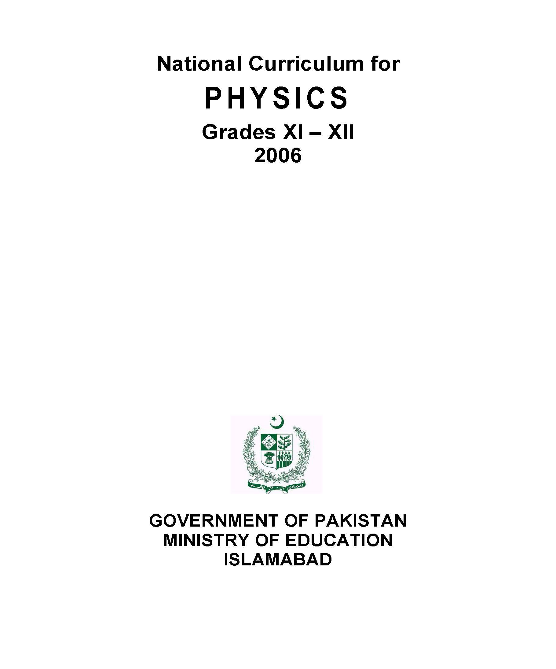 National Curriculum for Physics (Grade XI-XII)