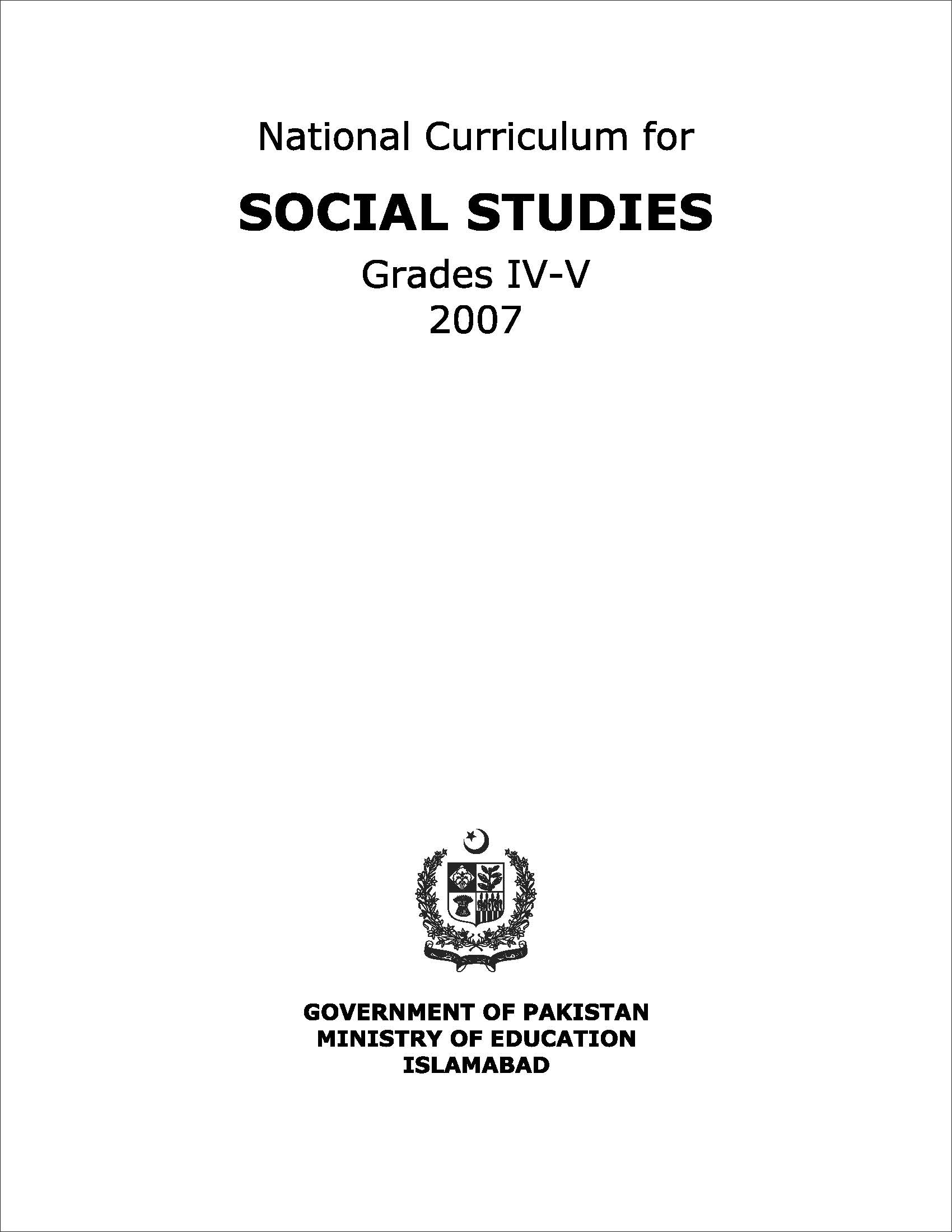 National Curriculum for Social Studies(Grade IV-V)