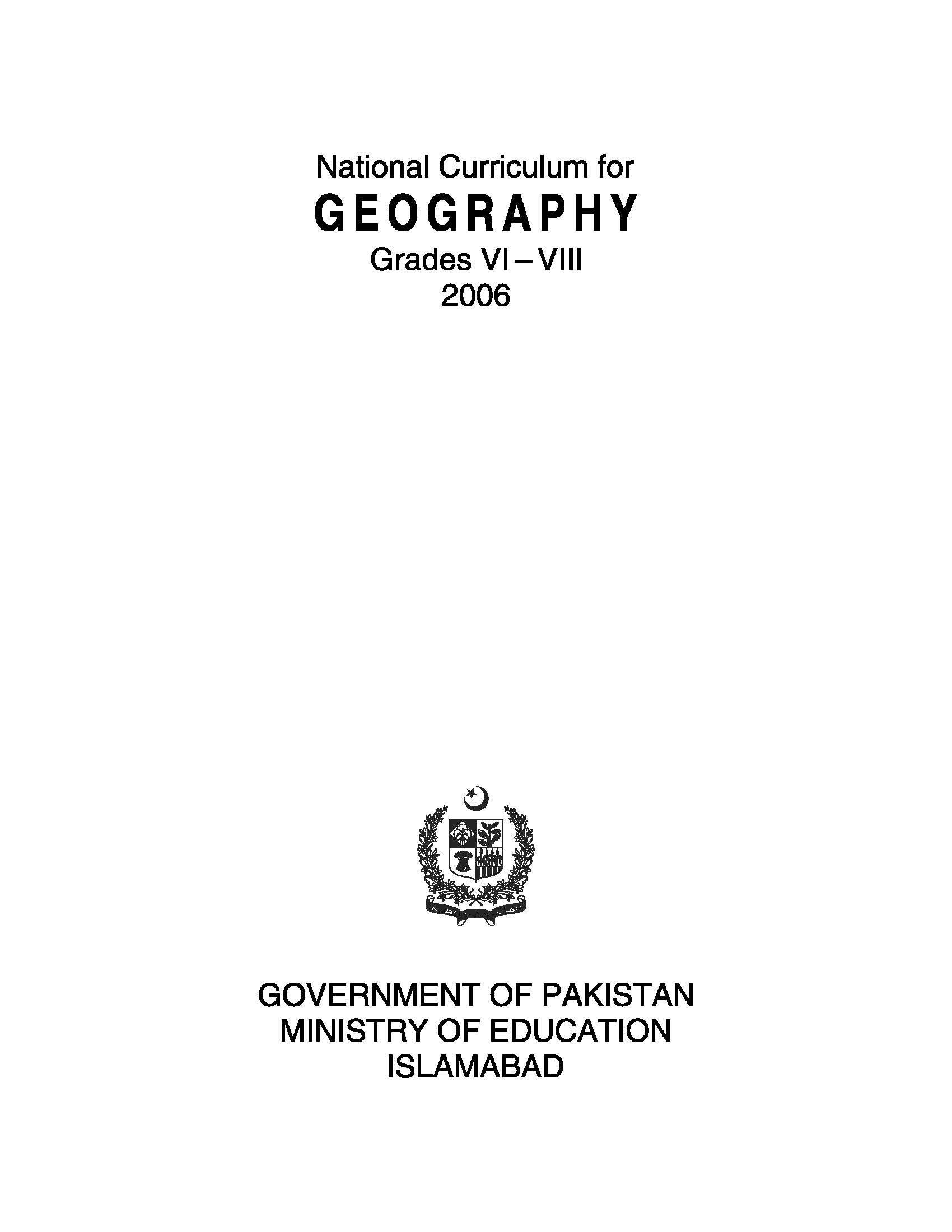 National Curriculum for Geography (Grade VI-VIII)