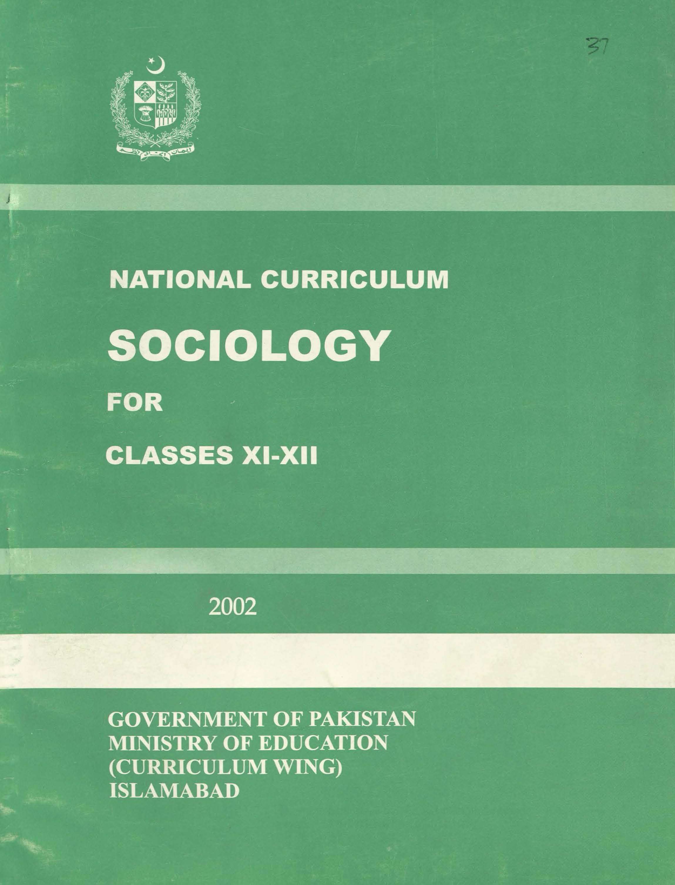 National Curriculum Sociology  (Grade XI-XII)