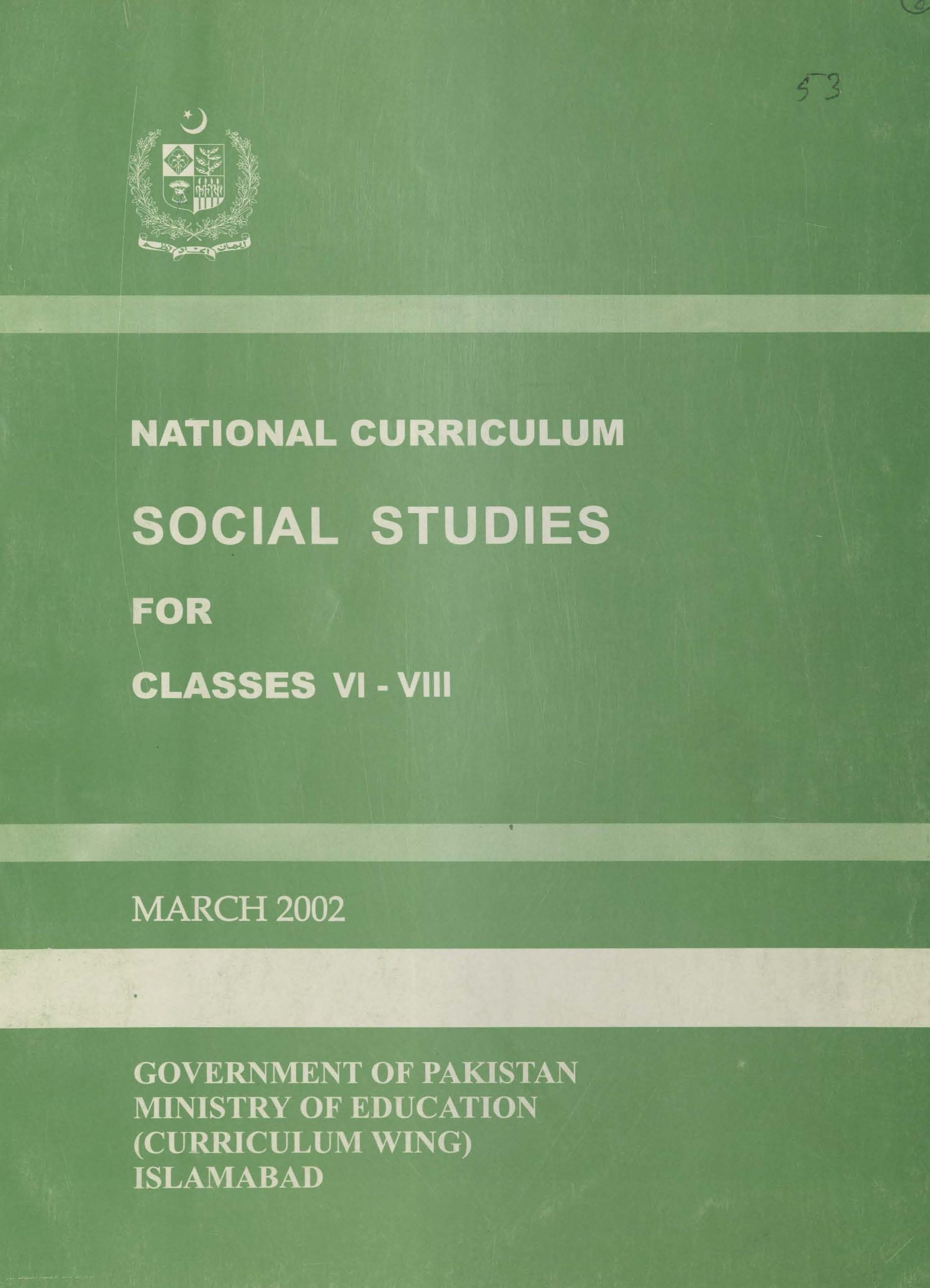 National Curriculum Social Studies (Grade VI-VIII)