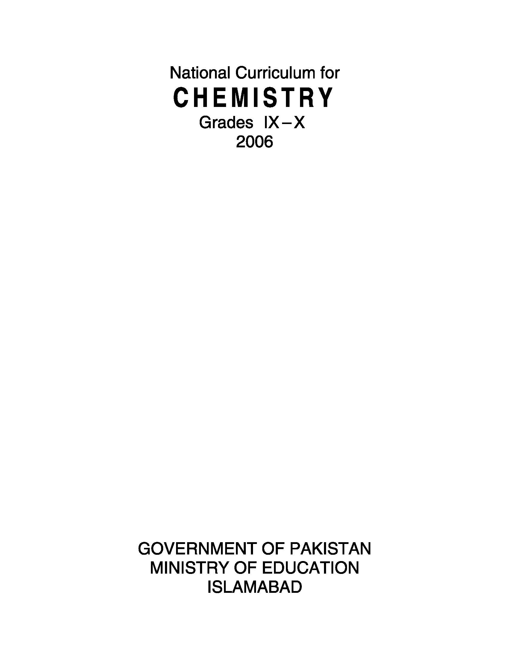 National Curriculum for Chemistry(Grade IX-X)